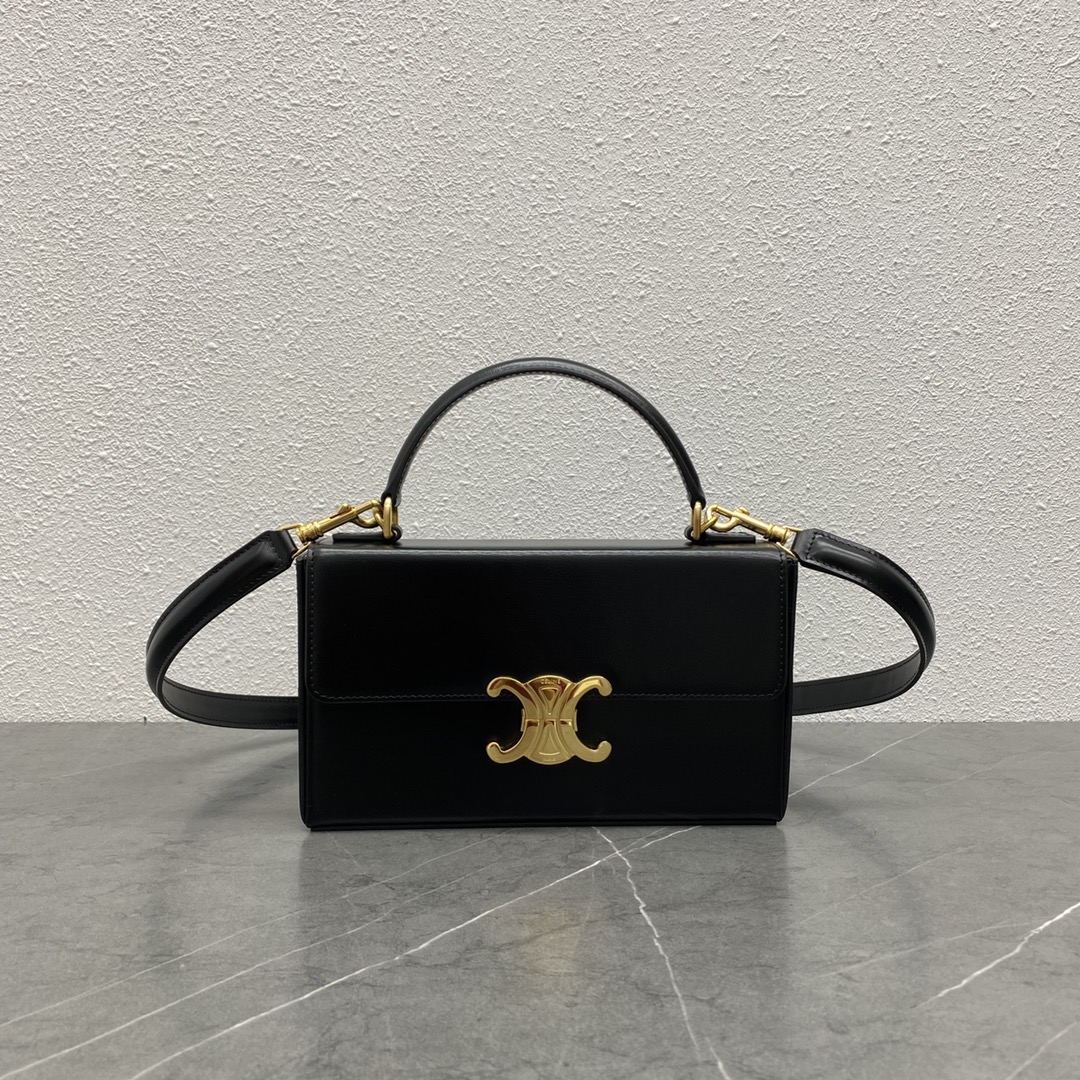 Celine Box Triomphe Shoulder Bag In Smooth Calfskin Black 199992